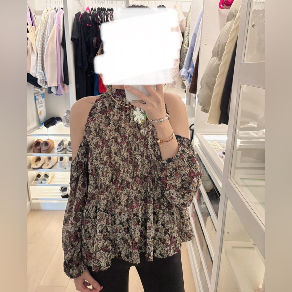 Zara Floral Cold Shoulder Summer Top